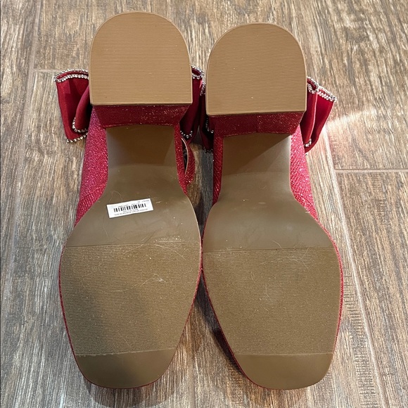 Betsey Johnson for Torrid Pink Glitter Bow Back Chunky Heels | Size 11 Wide - Picture 7 of 16